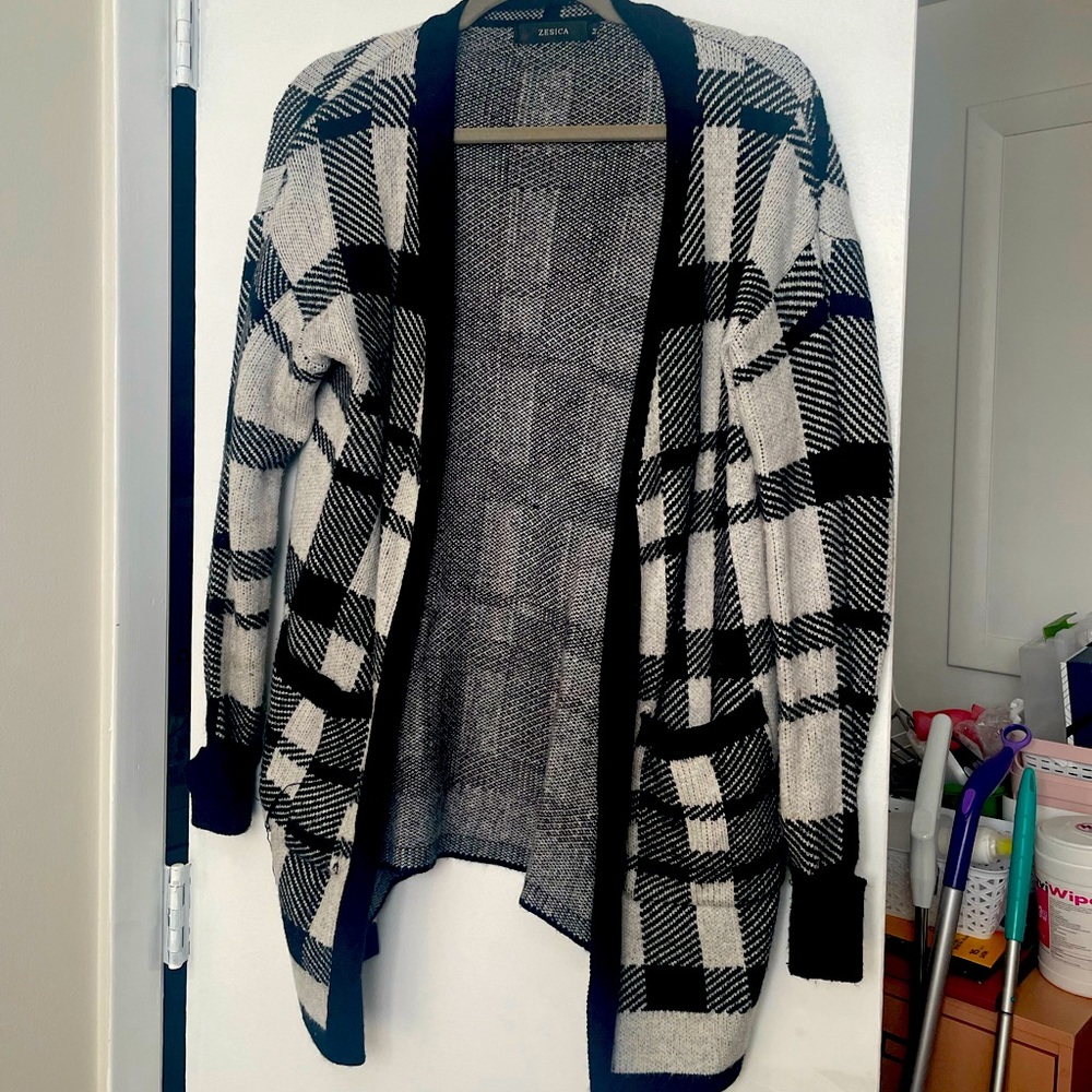 Black & White Checkered Cardigan